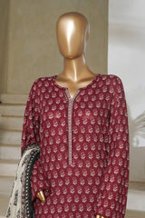 Classic Charm Modern Thread By Bin Saeed Stitched 3 Piece Lawn Collection'2025-NSM-2357-Maroon