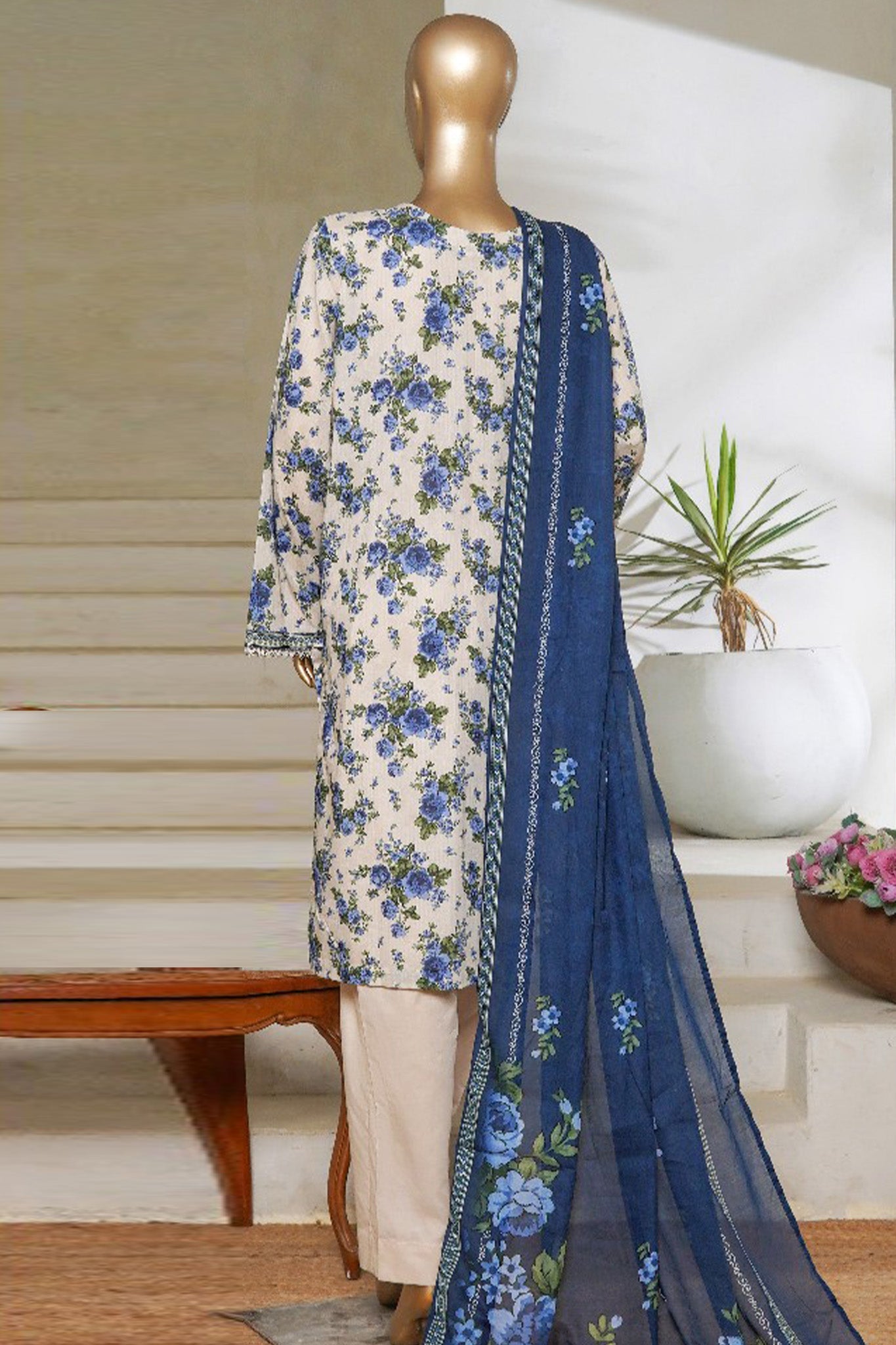 Classic Charm Modern Thread By Bin Saeed Stitched 3 Piece Lawn Collection'2025-NSM-2358-White