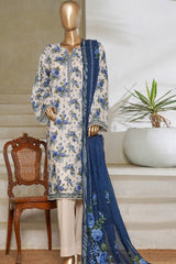 Classic Charm Modern Thread By Bin Saeed Stitched 3 Piece Lawn Suit-NSM-2358-White
