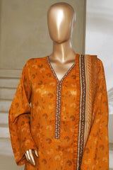 Classic Charm Modern Thread By Bin Saeed Stitched 3 Piece Lawn Suit-NSM-2360-Mustard