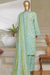Bin Saeed Stitched 3 Piece Exc Printed Lawn Vol-05 Drop-02 Suit-NSM-2363-Ferozi