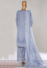 Bin Saeed Stitched 3 Piece Luxury White & White Emb Suit-NSM-2525 BLUE