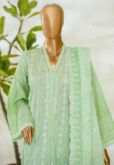 Bin Saeed Stitched 3 Piece Luxury White & White Emb Suit-NSM-2529 PISTA