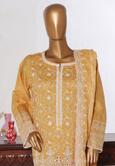Bin Saeed Stitched 3 Piece Luxury White & White Emb Suit-NSM-2532 YELLOW
