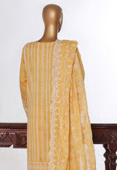 Bin Saeed Stitched 3 Piece Luxury White & White Emb Suit-NSM-2532 YELLOW