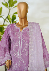 Bin Saeed Stitched 3 Piece Luxury White & White Emb Suit-NSM-2535 PURPLE