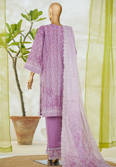 Bin Saeed Stitched 3 Piece Luxury White & White Emb Suit-NSM-2535 PURPLE