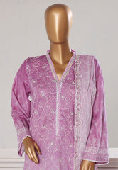 Bin Saeed Stitched 3 Piece Luxury White & White Emb Suit-NSM-2536 PURPLE