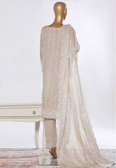 Bin Saeed Stitched 3 Piece Luxury White & White Emb Suit-NSM-2538 SKIN