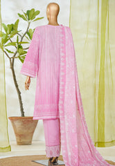 Bin Saeed Stitched 3 Piece Luxury White & White Emb Suit-NSM-2539 PINK