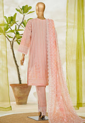 Bin Saeed Stitched 3 Piece Luxury White & White Emb Suit-NSM-2543 PEACH