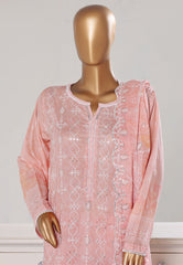Bin Saeed Stitched 3 Piece Luxury White & White Emb Suit-NSM-2544 PEACH