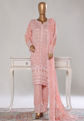 Bin Saeed Stitched 3 Piece Luxury White & White Emb Suit-NSM-2544 PEACH