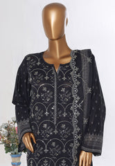 Bin Saeed Stitched 3 Piece Luxury White & White Emb Suit-NSM-2552 BLACK