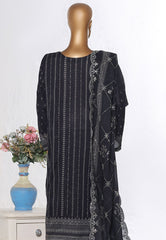Bin Saeed Stitched 3 Piece Luxury White & White Emb Suit-NSM-2552 BLACK