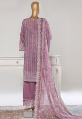 Bin Saeed Stitched 3 Piece Luxury White & White Emb Suit-NSM-2553 PURPLE