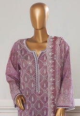 Bin Saeed Stitched 3 Piece Luxury White & White Emb Suit-NSM-2553 PURPLE