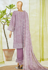 Bin Saeed Stitched 3 Piece Luxury White & White Emb Suit-NSM-2554 PURPLE