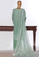 Bin Saeed Stitched 3 Piece Luxury White & White Emb Suit-NSM-2556 GREEN