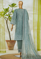 Bin Saeed Stitched 3 Piece Luxury White & White Emb Suit-NSM-2557 GREY