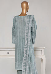 Bin Saeed Stitched 3 Piece Luxury White & White Emb Suit-NSM-2558 GREY