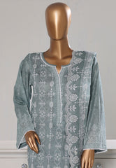 Bin Saeed Stitched 3 Piece Luxury White & White Emb Suit-NSM-2558 GREY