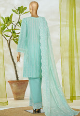 Bin Saeed Stitched 3 Piece Luxury White & White Emb Suit-NSM-2563 GREEN