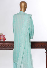 Bin Saeed Stitched 3 Piece Luxury White & White Emb Suit-NSM-2564 GREEN