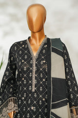 Bin Saeed Stitched 3 Piece Exclusive Emb Lawn Vol-02 Suit-NSM-2640 BLACK