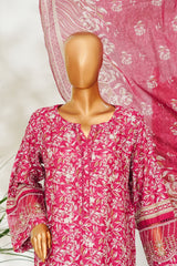 Bin Saeed Stitched 3 Piece Exclusive Emb Lawn Vol-02 Suit-NSM-2641 PINK