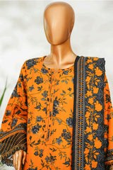 Bin Saeed Stitched 3 Piece Exclusive Emb Lawn Vol-02 Suit-NSM-2645 MUSTARD