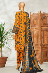 Bin Saeed Stitched 3 Piece Exclusive Emb Lawn Vol-02 Suit-NSM-2645 MUSTARD