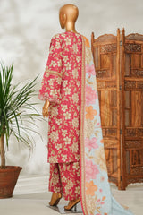 Bin Saeed Stitched 3 Piece Exclusive Emb Lawn Vol-02 Suit-NSM-2647 PINK