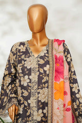 Bin Saeed Stitched 3 Piece Exclusive Emb Lawn Vol-02 Suit-NSM-2648 GRAY