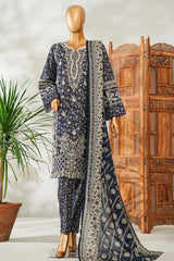 Bin Saeed Stitched 3 Piece Exclusive Emb Lawn Vol-02 Suit-NSM-2649 BLUE