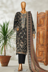 Bin Saeed Stitched 3 Piece Exclusive Emb Lawn Vol-02 Suit-NSM-2651 BLACK
