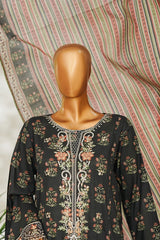 Bin Saeed Stitched 3 Piece Exclusive Emb Lawn Vol-02 Suit-NSM-2651 BLACK