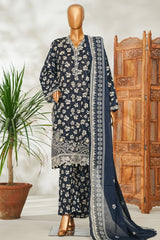 Bin Saeed Stitched 3 Piece Exclusive Emb Lawn Vol-02 Suit-NSM-2653 BLUE
