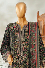 Bin Saeed Stitched 3 Piece Exclusive Emb Lawn Vol-02 Suit-NSM-2655 BLACK