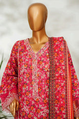 Bin Saeed Stitched 3 Piece Exclusive Emb Lawn Vol-02 Suit-NSM-2656 PINK