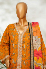 Bin Saeed Stitched 3 Piece Exclusive Emb Lawn Vol-02 Suit-NSM-2657 YELLOW
