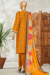 Bin Saeed Stitched 3 Piece Exclusive Emb Lawn Vol-02 Suit-NSM-2657 YELLOW