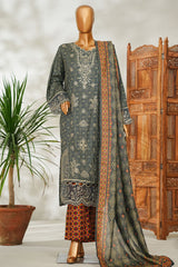 Bin Saeed Stitched 3 Piece Exclusive Emb Lawn Vol-02 Suit-NSM-2659 GRAY