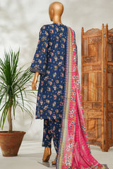 Bin Saeed Stitched 3 Piece Exclusive Emb Lawn Vol-02 Suit-NSM-2660 BLUE