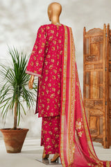 Bin Saeed Stitched 3 Piece Exclusive Emb Lawn Vol-02 Suit-NSM-2661 MAROON