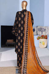 Bin Saeed Stitched 3 Piece Exclusive Emb Lawn Pintex Suit-NSM-2665 BLACK