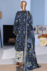 Bin Saeed Stitched 3 Piece Exclusive Emb Lawn Pintex Suit-NSM-2667 BLUE