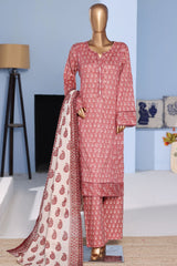 Bin Saeed Stitched 3 Piece Exclusive Emb Lawn Pintex Suit-NSM-2669 PINK