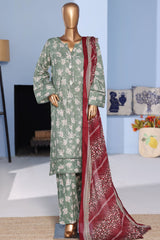 Bin Saeed Stitched 3 Piece Exclusive Emb Lawn Pintex Suit-NSM-2693 GREEN
