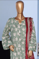 Bin Saeed Stitched 3 Piece Exclusive Emb Lawn Pintex Suit-NSM-2693 GREEN